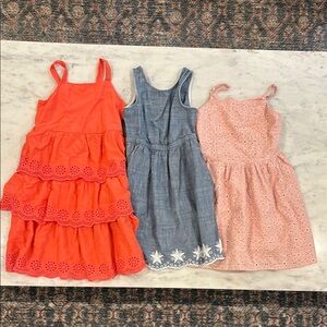 Girls bundle of summer dresses - fuchsia, denim, and pink (size 8)